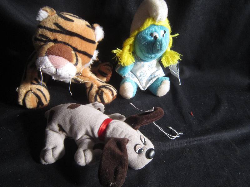 Stuffed Animals - Pound Puppy, Webkins Tiger, Collectible Smurf