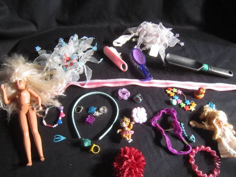 LOT - Barbie, Brush, Little Doll, Headbands, ETC