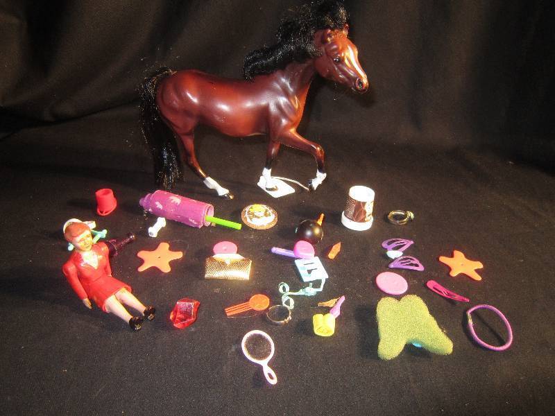 LOT - Barbie Pieces, Horse, Doll House Person, ETC