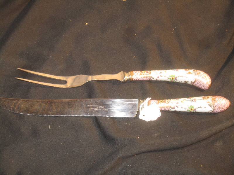 Vintage Sheffield England Carving Set Fork and Knife - Stainless Steel
