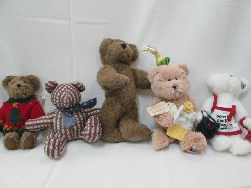 Teddy bears, set of 5 , 1 striped c...