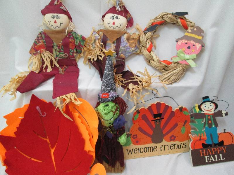 Fall & Halloween decorscarecrows, ...