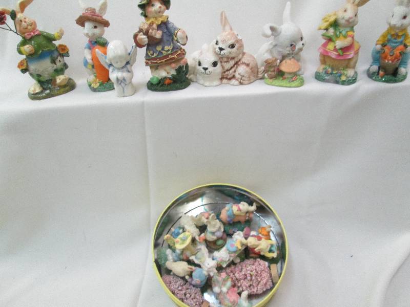 Large lot Easter figurines, 9 mediu...