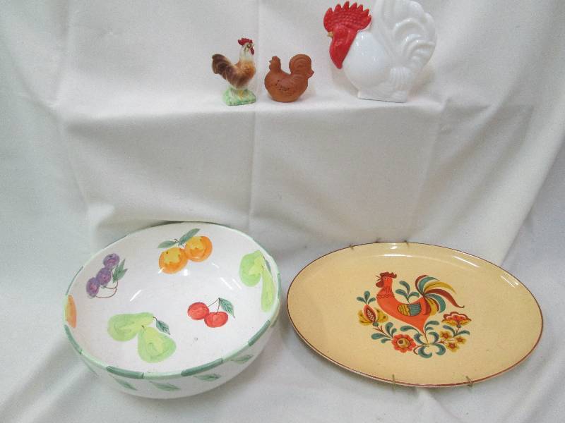 Rooster plate, Salt & pepper shaker...