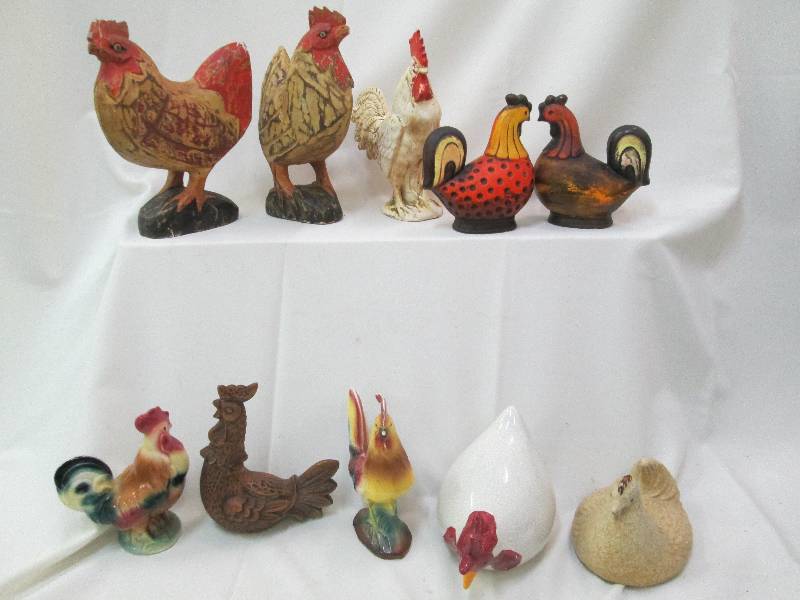 Set of 10 Rooster figurines 6-10 in...