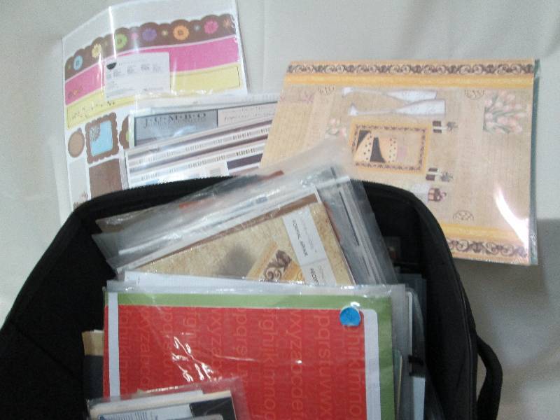 Tote of assorted scrapbooking suppl...