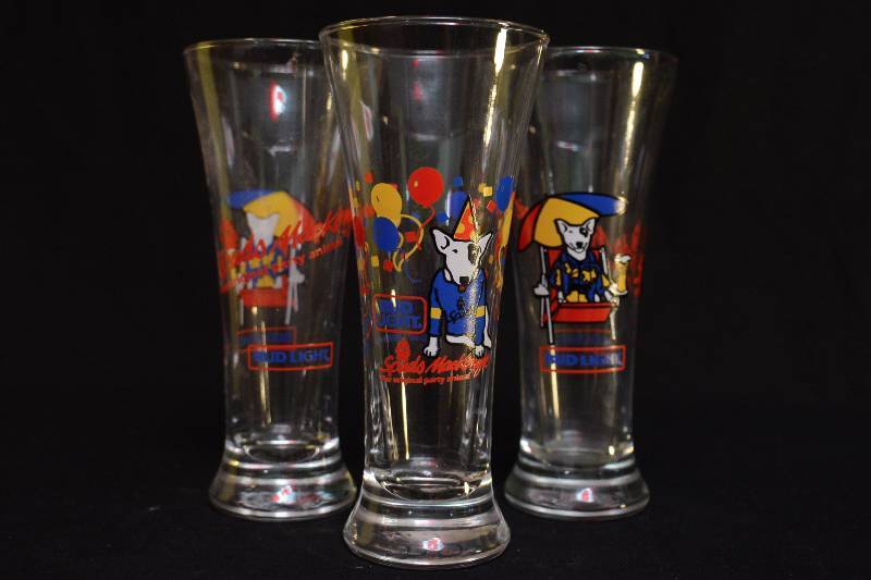 lot 84 image: Set of (3) Beer Glass - Bud Light Spuds Mackenzie
