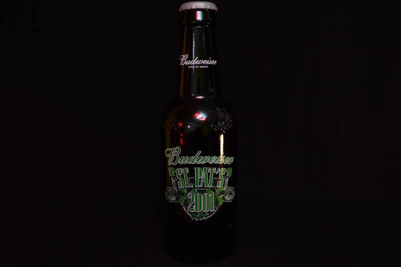 lot 104 image: Budweiser Large Bottle Decor - St. Pats 2001