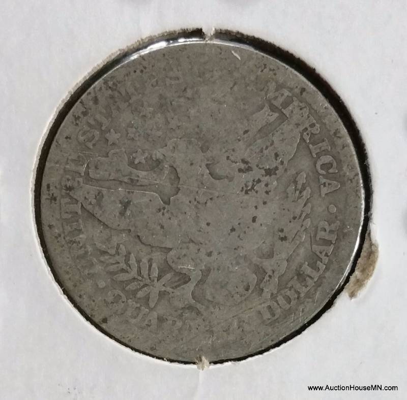 1908 Silver Barber Quarter - Counter Stamped