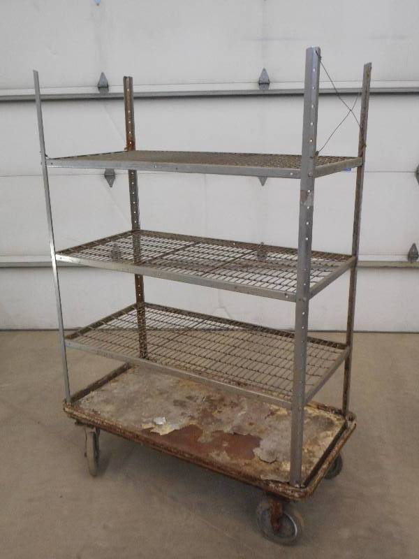 lot 3 image: 3-Level Industrial Rolling Steel Ra...