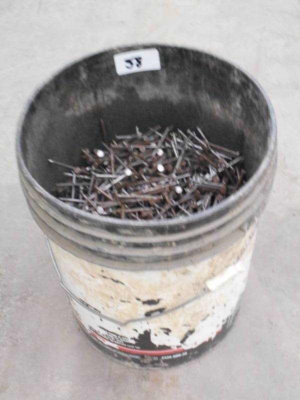 lot 58 image: Bucket Of 16-Penny Cement Coated 3....