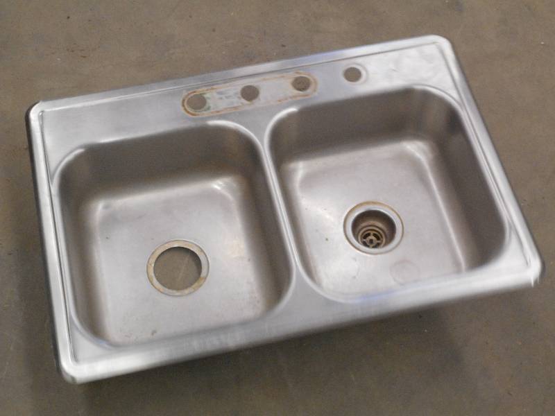 lot 91 image: Double Bowl Stainless Steel Sink ...