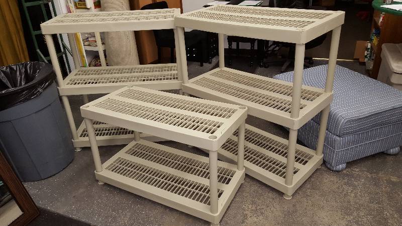 lot 51 image: 3- Shelf Units 36 x 18 Comes Apart. Design Your Own Height