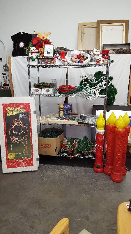 lot 57 image: Cartload Of Christmas Vintage Ornaments, Lights, Lighted Blow Mold Candles