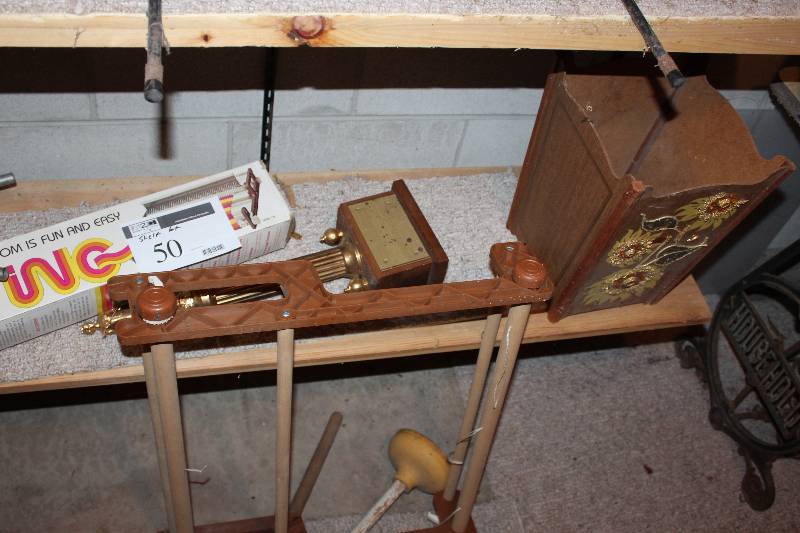 lot 50 image: Shelf Lot includes a shell collection, a weaving loom and more