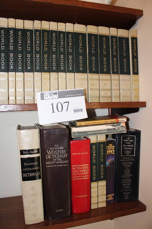 lot 107 image: World Book Encyclopedias and various other books