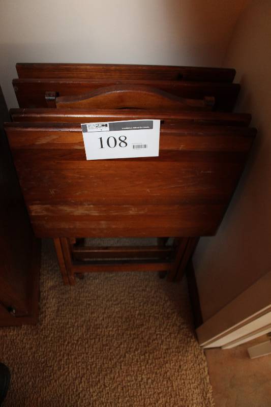 lot 108 image: Wooden TV trays (4)
