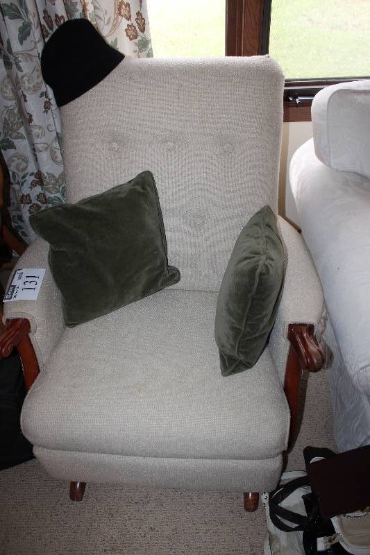 lot 131 image: White Chair with Pillows (2)