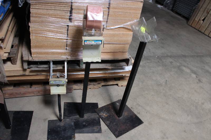 Lot of (3) Produce Bag Dispensers Includes (1) Roll of Bags and Stands.
