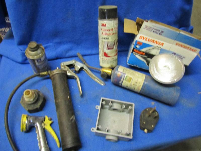 lot of assorted gaurage items adhes...