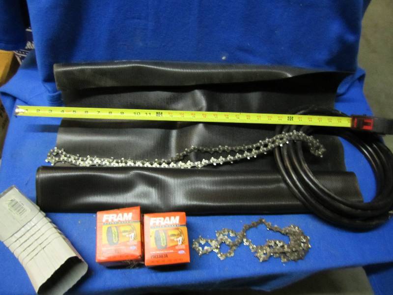 27 wide rubber mat, plastic hose,...