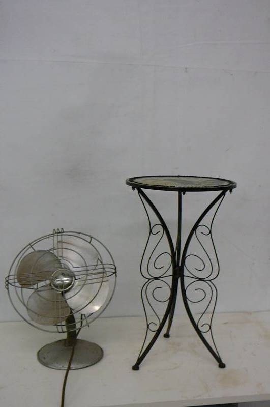Stand with glass top & Fan size 22 Tall X 12 Top