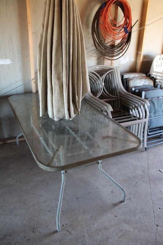 Glass Top Patio Table with Umbrella