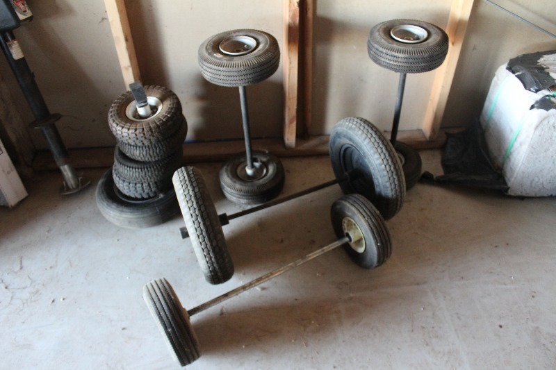 Large Lot of Lawnmower Wheels  Tires  Axles