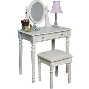Vanity with Mirror and Stool