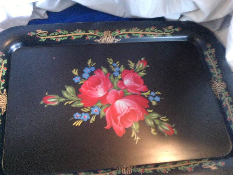 3 vintage metal trays