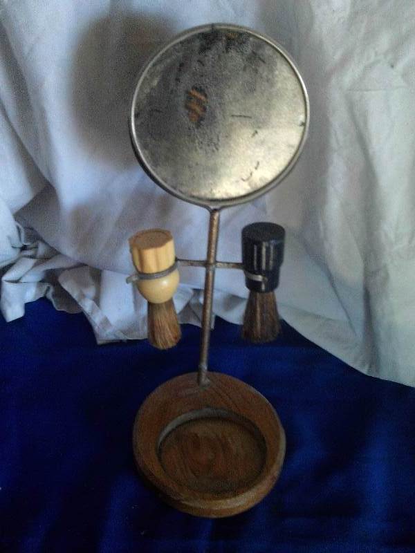 antique shaving mirror and stand
