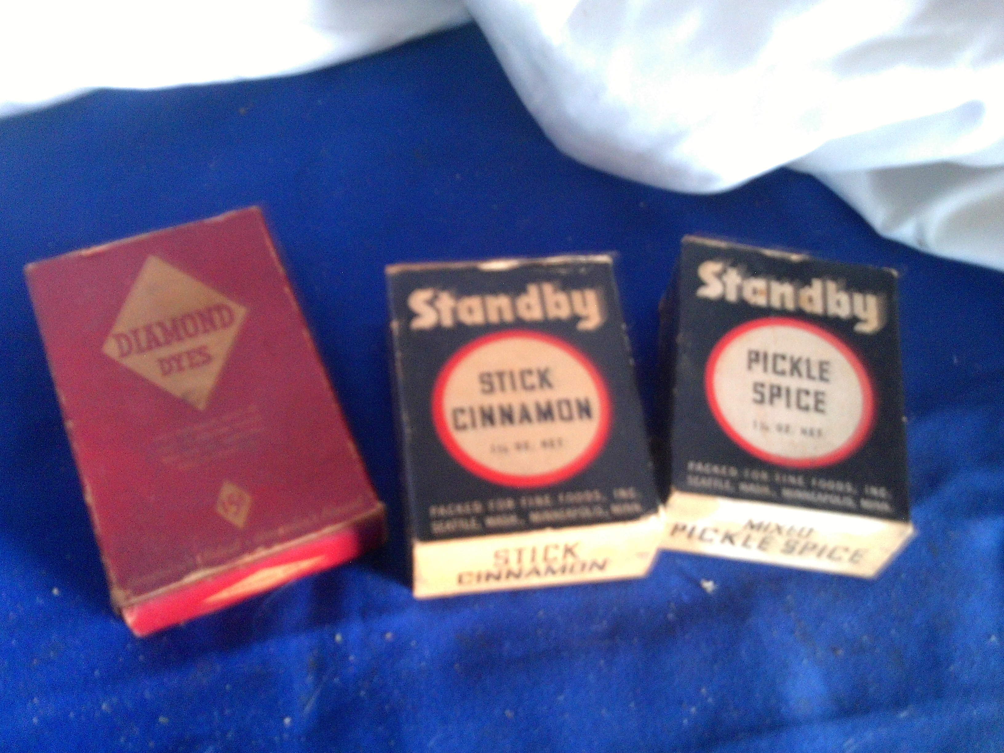 3 vintage spice boxes 1 tin