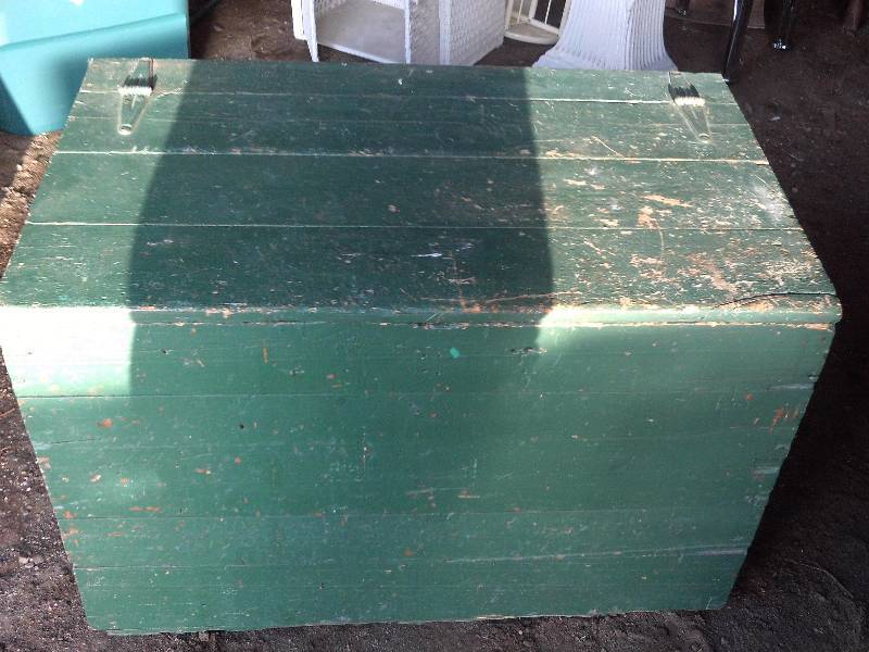 vintage wooden trunk