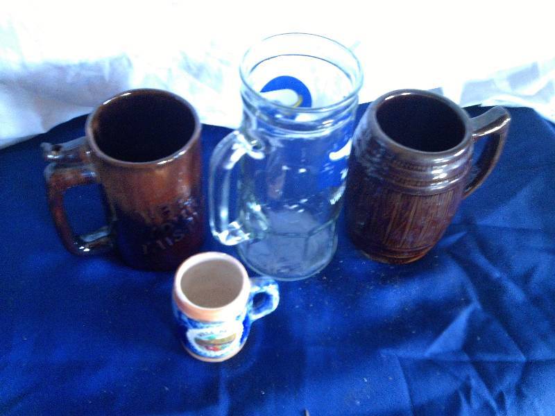 4 vintage beer mugs