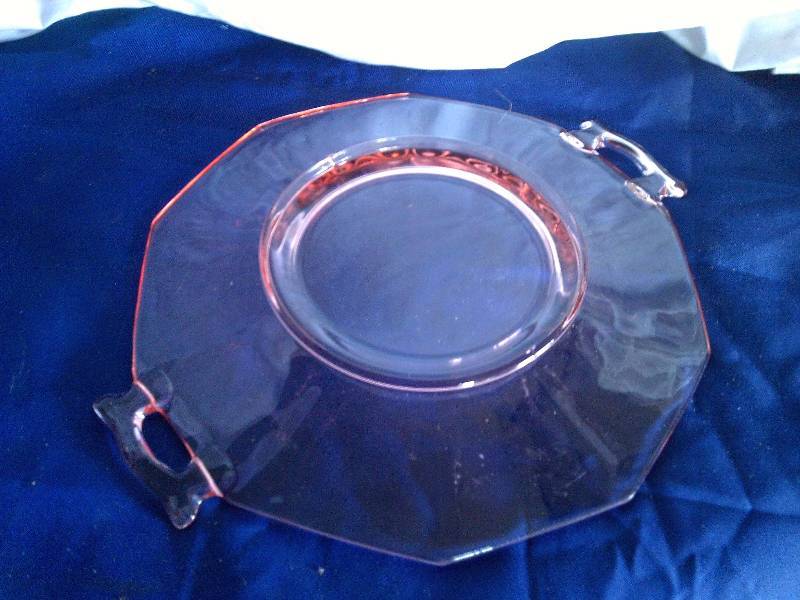 Pink depression tray with handles