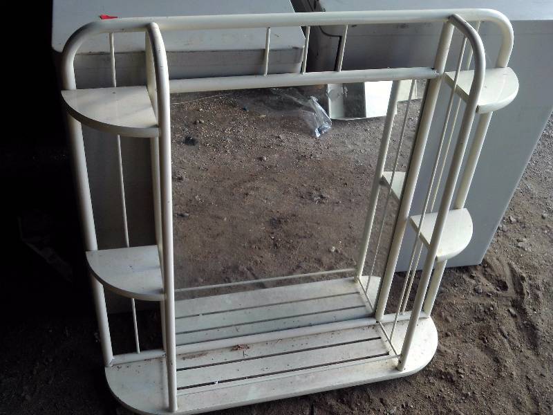 white iron wall shelf