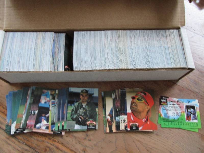 Box of 1992 Topps Stadium Club base...