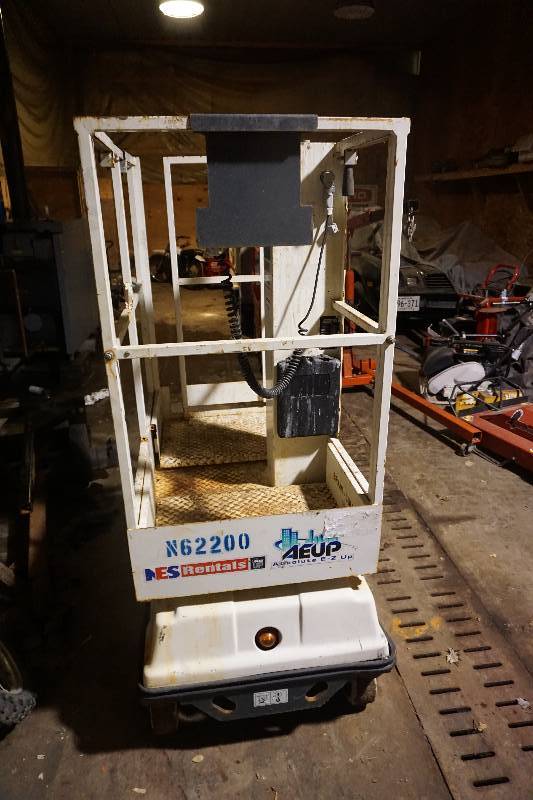 lot 24 image: Absolute EZ Up AEP Model 1AWP9.6 Industrial Aerial Work Platform Battery Powered Man Lift