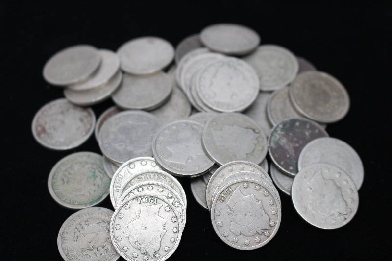 Lot of (50) Various Date V-Nickels
