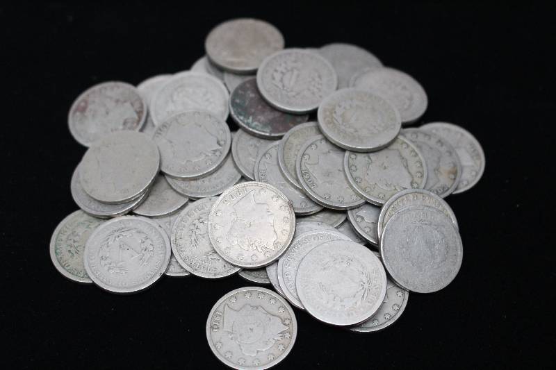 Lot of (50) Various Date V-Nickels
