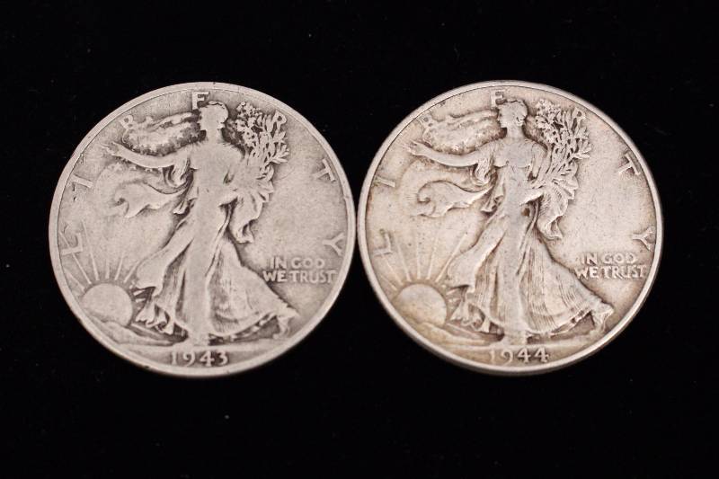 1943 & 1944 Walking Liberty Half Dollars
