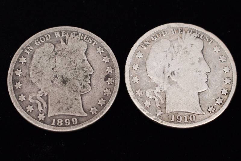 1899 & 1910 Barber Half Dollars