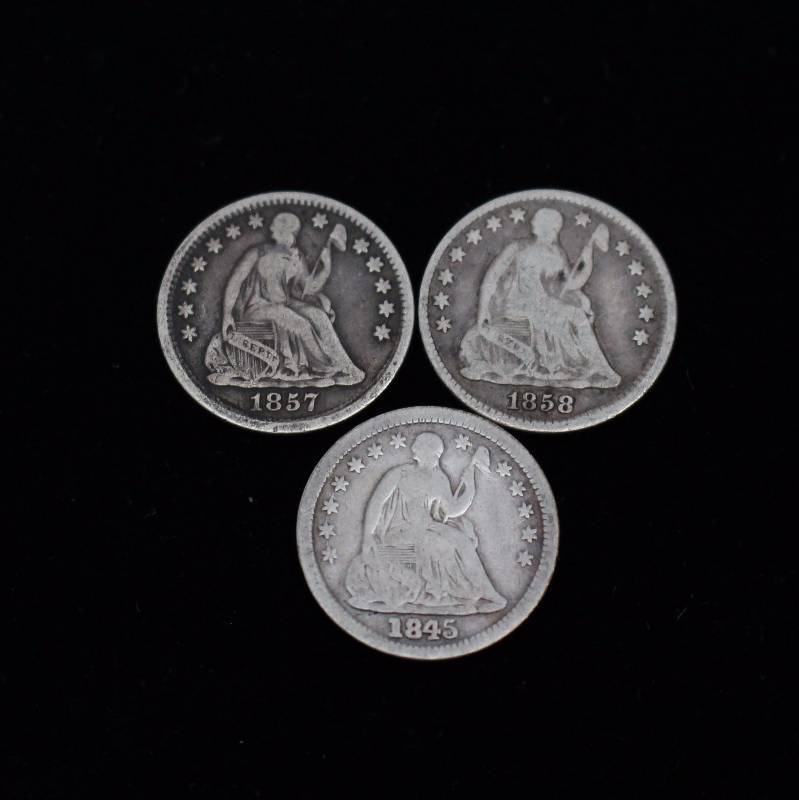 1845, 1857, & 1858-O Half Dimes