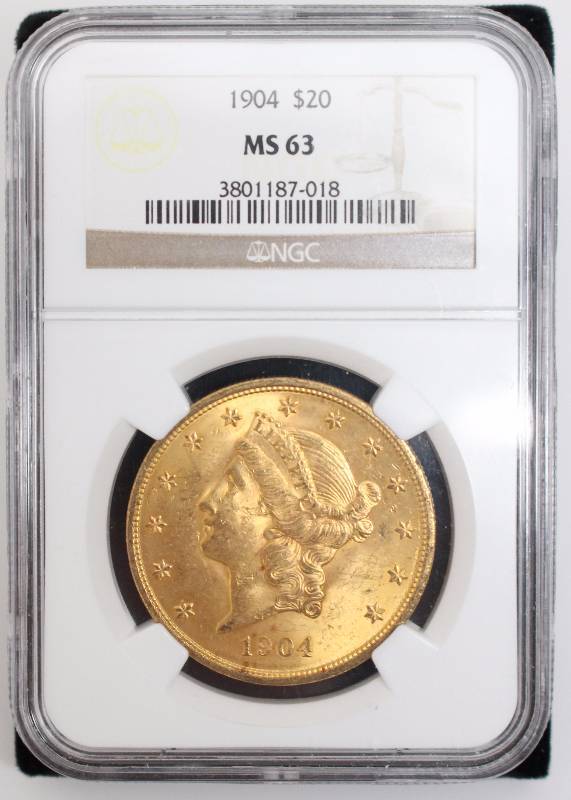 1904 $20 Gold Liberty Head Double Eagle NGC Certified at MS63
