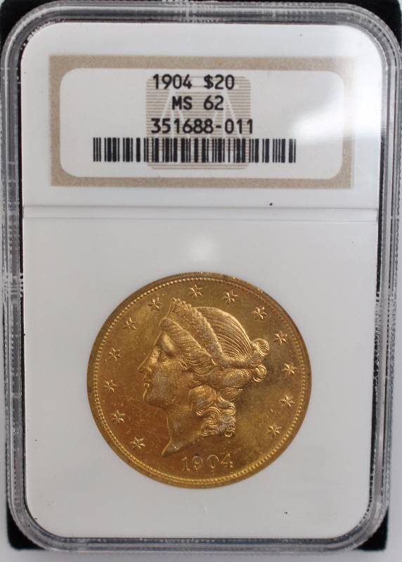 1904 $20 Gold Liberty Head Double Eagle NGC Certified at MS62