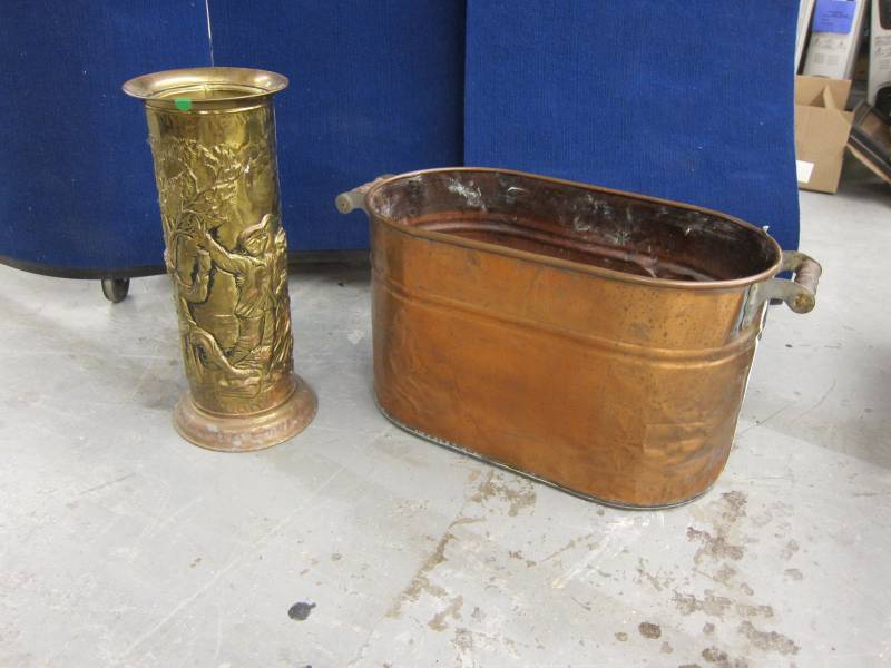 Copper Boiler and Brass Umbrella Stand