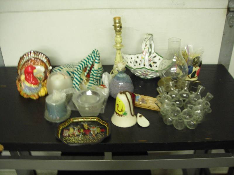 Candles, Collectibles, Small Lamp With Marble Base, More
