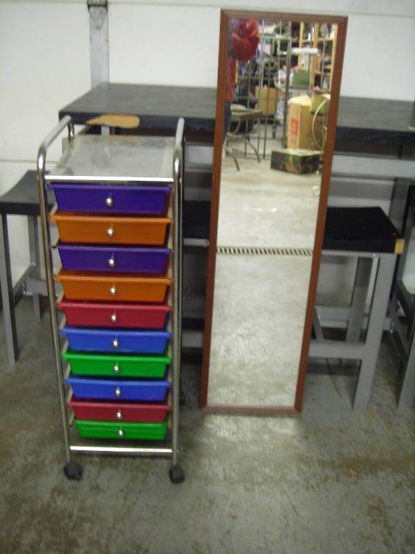 10-Drawer Organizer On Wheels, Mirror