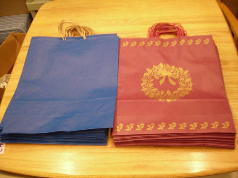 Lot Of Large Gift Bags (16 Blue & 12 BurgundyGold Wheat)