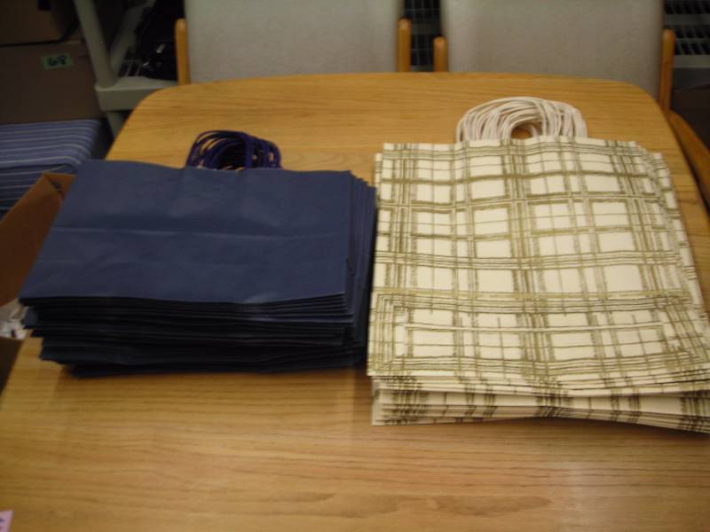 Lot Of New Gift Bags ( 33 Large Blue & 19 Gold Plaid)